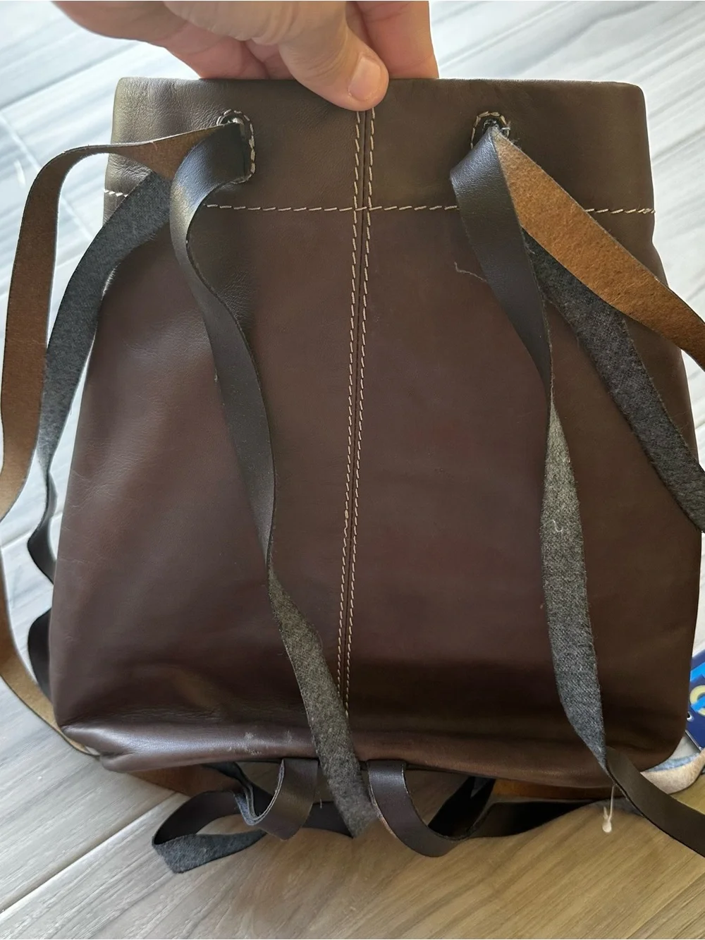 Vintage Y2K Hillard and Hanson Leather Bucket Backpack